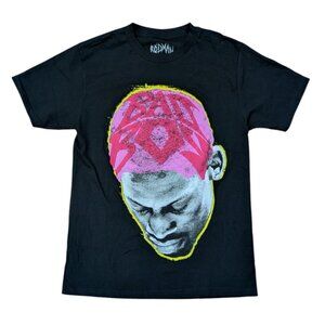 Rodman Apparel T-Shirt S Black Dennis Rodman Graphic Tee Bad Boy Pink Hair NBA